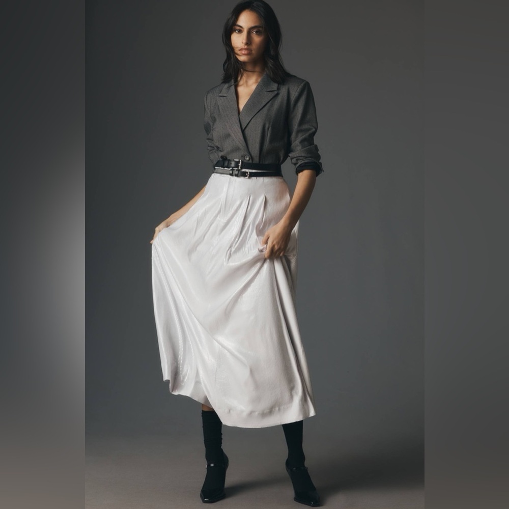 Anthropologie Gray and White Maxi Skirt